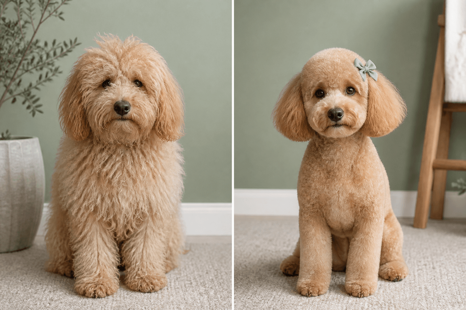 Before and after pet grooming comparison